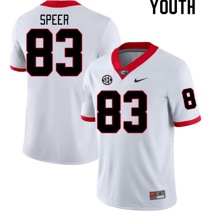 Youth #83 Cole Speer Georgia Bulldogs College Football Jerseys Stitched-White - Click Image to Close